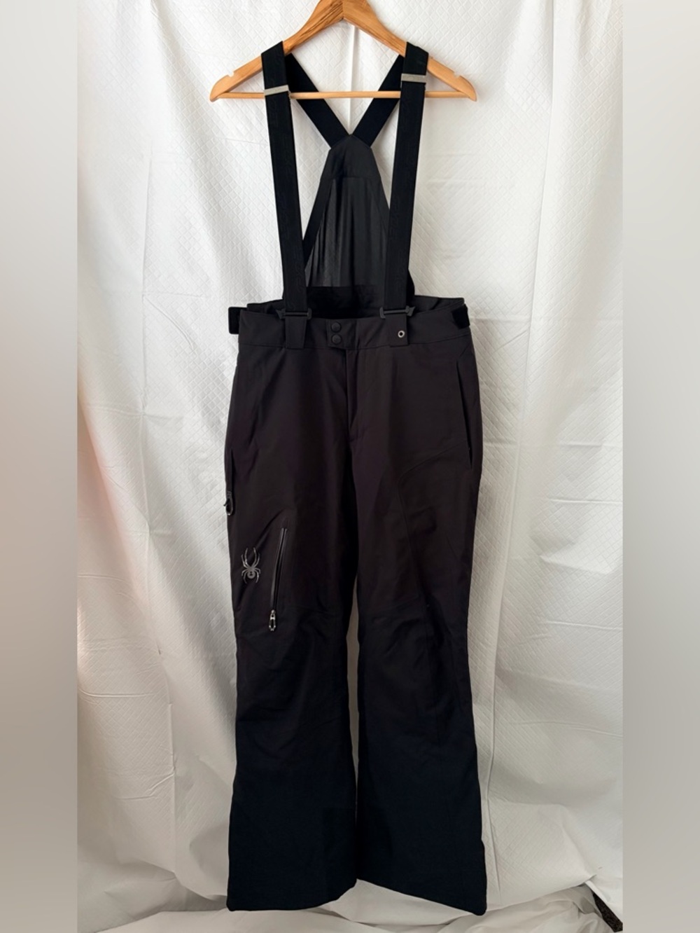 Black Spyder women's ski pants with suspenders